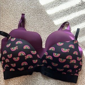 Purple and Black Rainbow Print Women's Bra, T shirt Bras